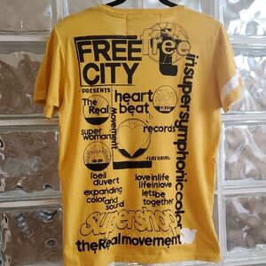 Freecity Artists Wanted Yellow Tee with Black Graphics